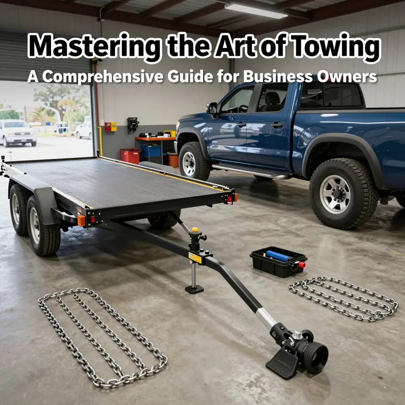 An illustration of a pickup truck with a proper tow hitch connected to a vehicle, emphasizing compatibility and legal considerations.
