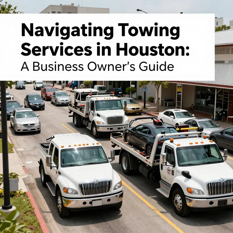 A glimpse into the diverse towing services offered in Houston, featuring various towing vehicles at work.