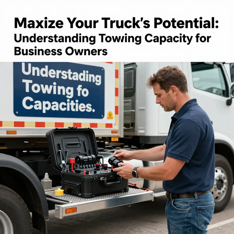 A professional truck driver inspecting towing gear near their truck, illustrating the significance of towing capacity.