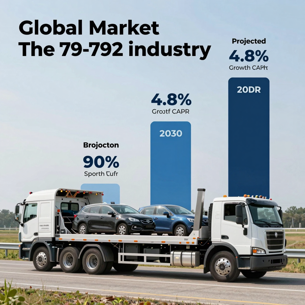 Infographic illustrating the growth of the towing industry with key statistics about market value and licensed operators