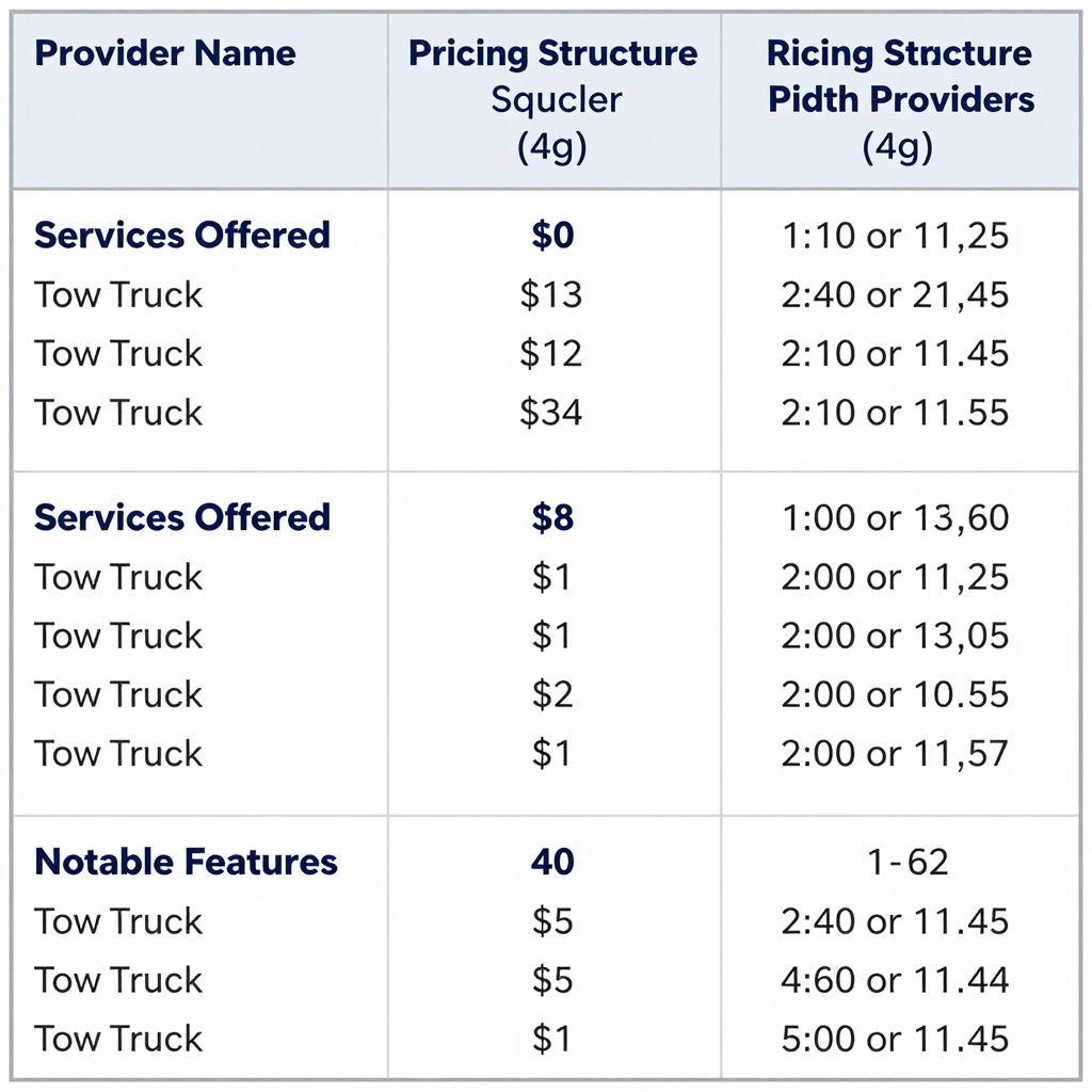 Tow Truck Service Providers Comparison