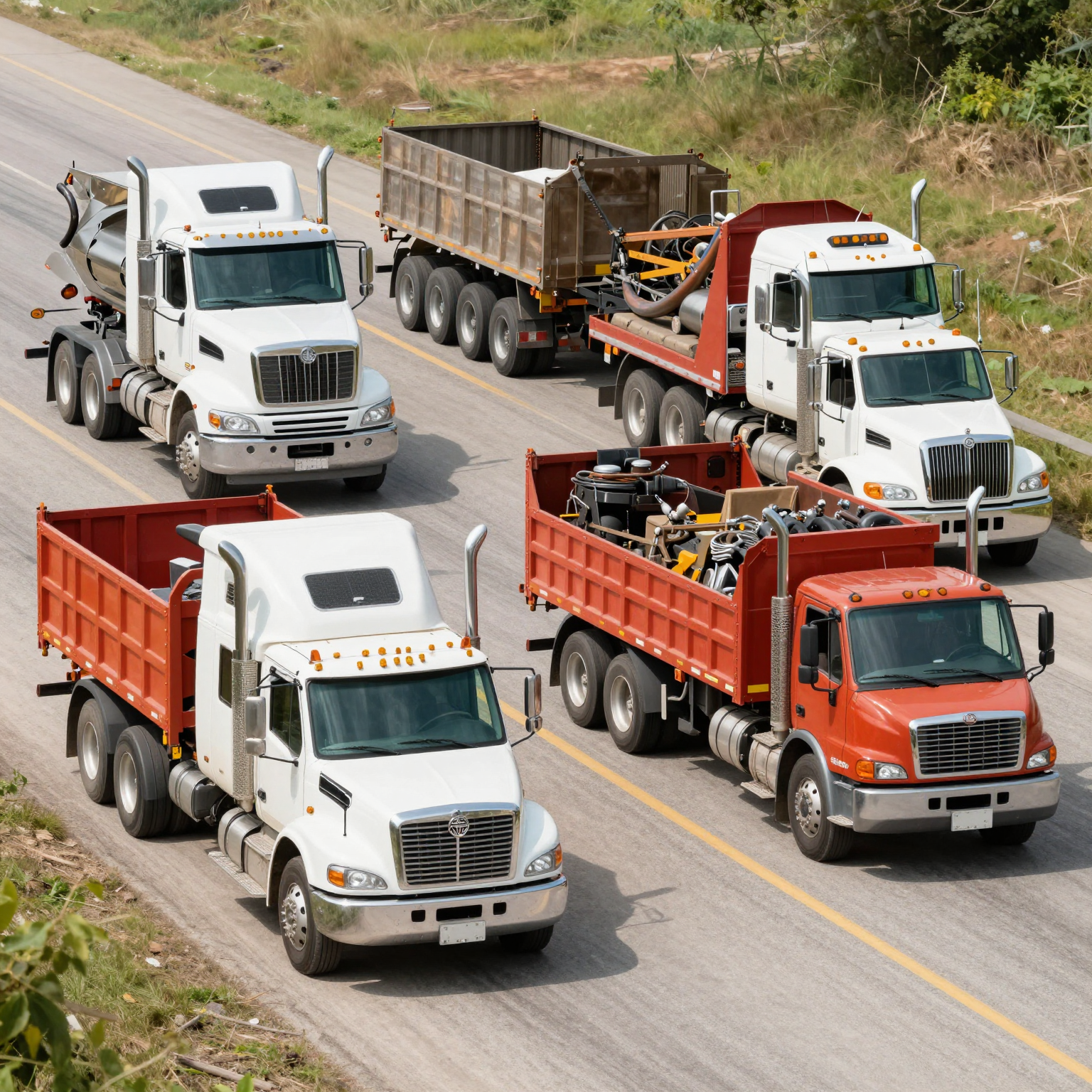 Trucks towing heavy loads