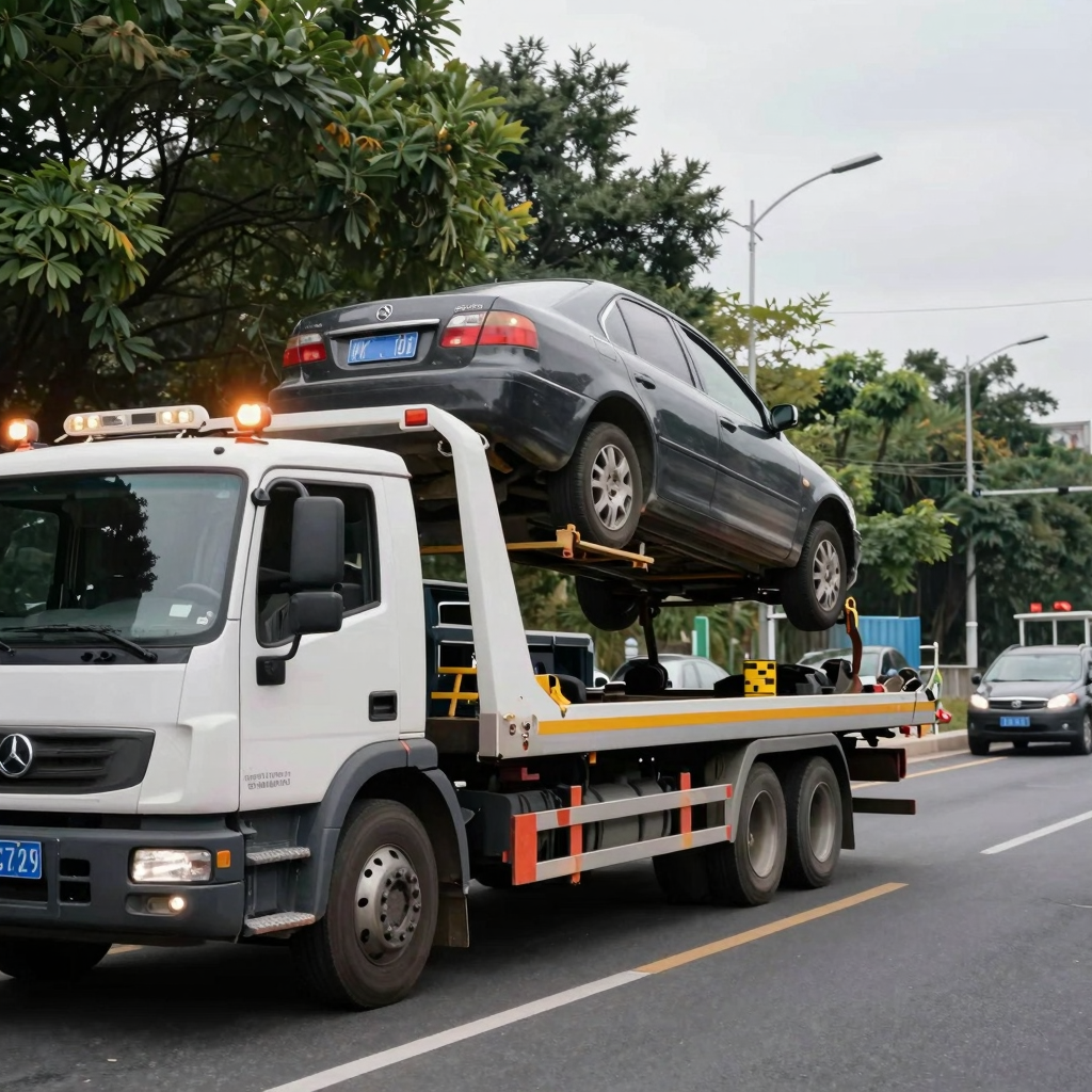 Towing Recovery Vehicle in Action