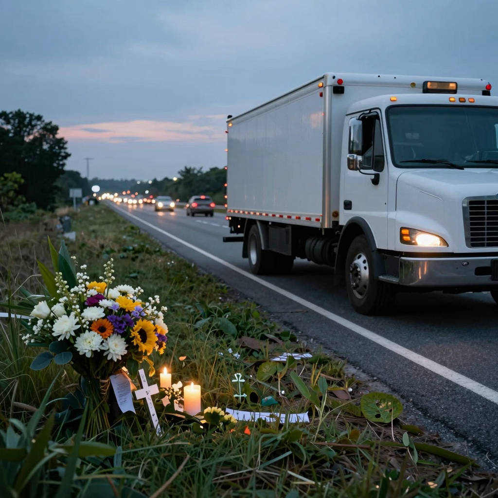 Memorial for tow truck driver