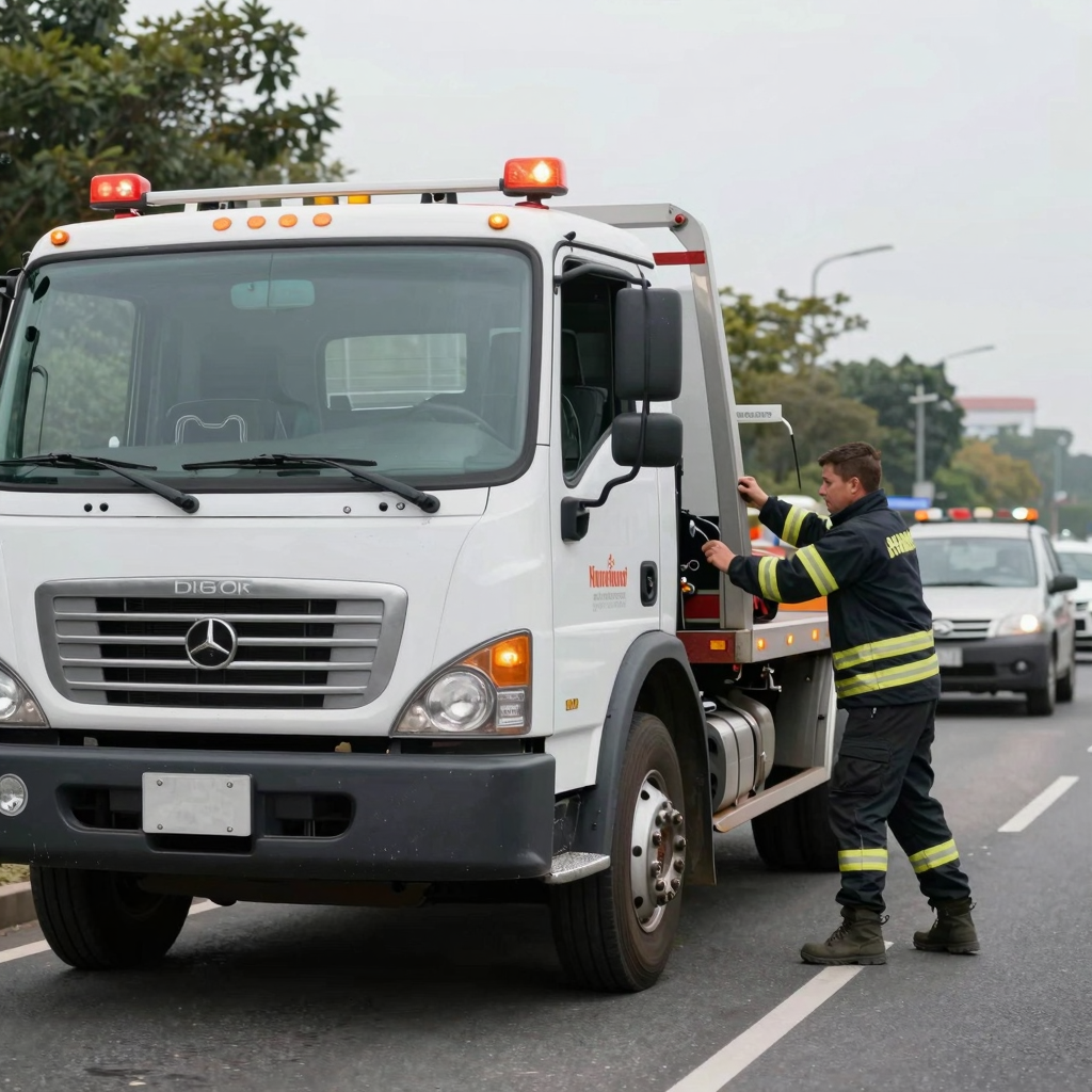 Tow truck in action