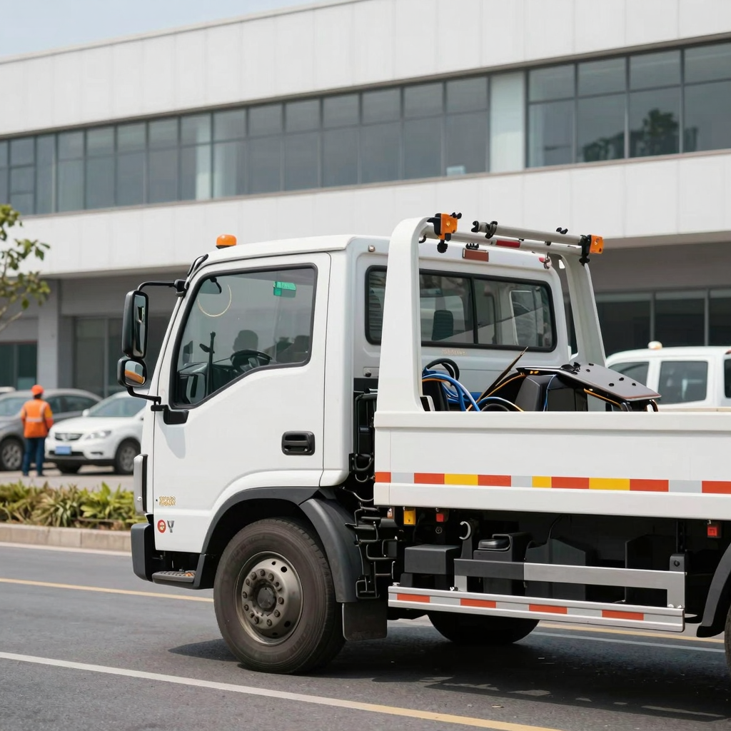 Tow truck operating in a business environment