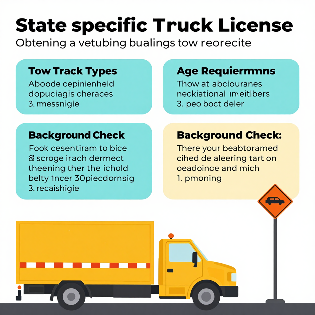 Infographic of state-specific regulations for obtaining a tow truck license