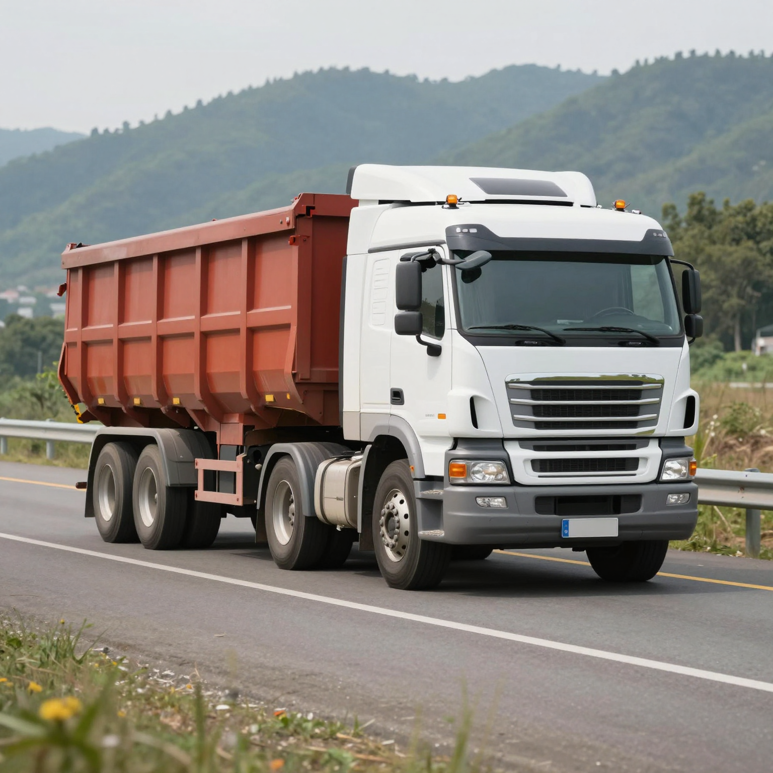 Truck towing a large load