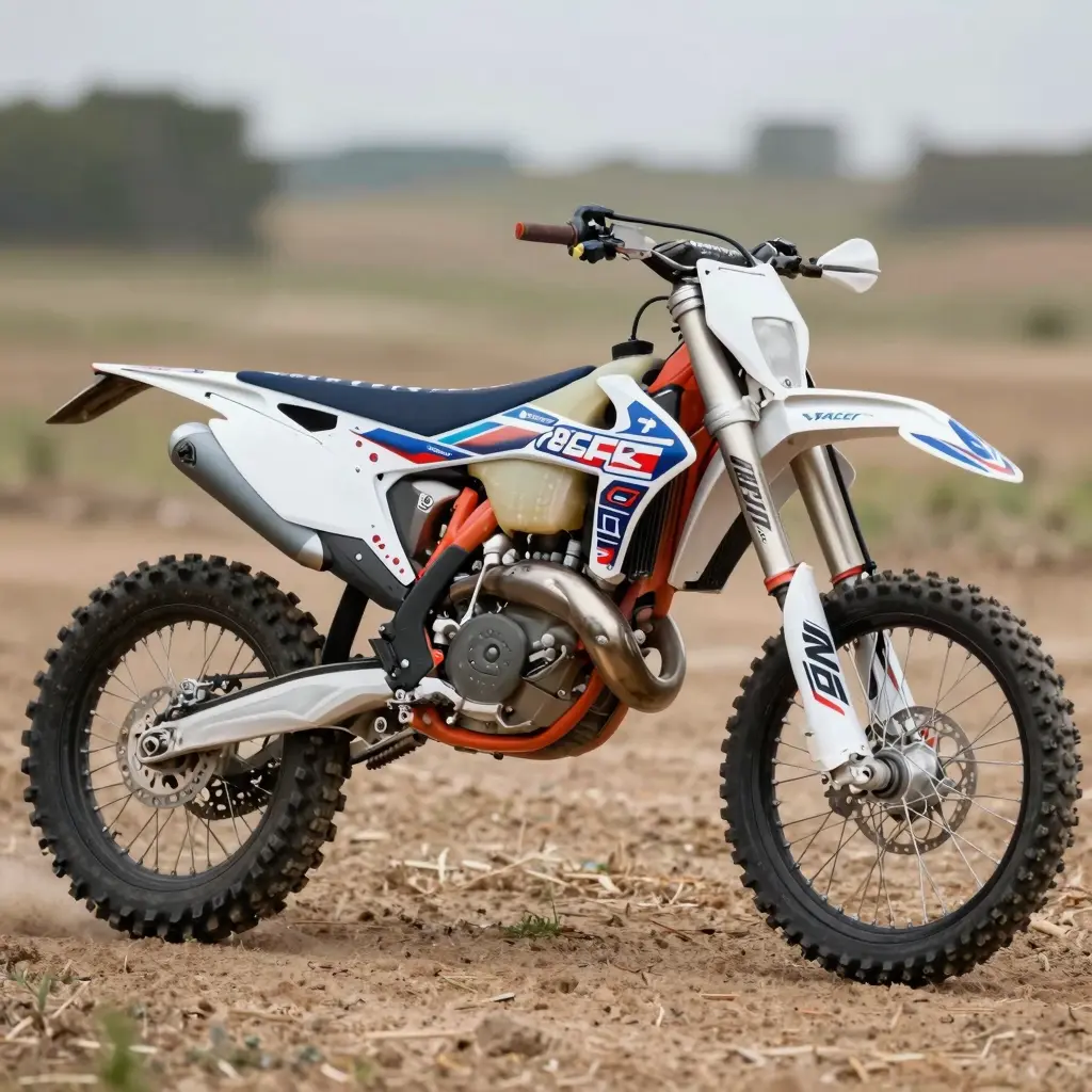 Dirt bike with custom graphics applied