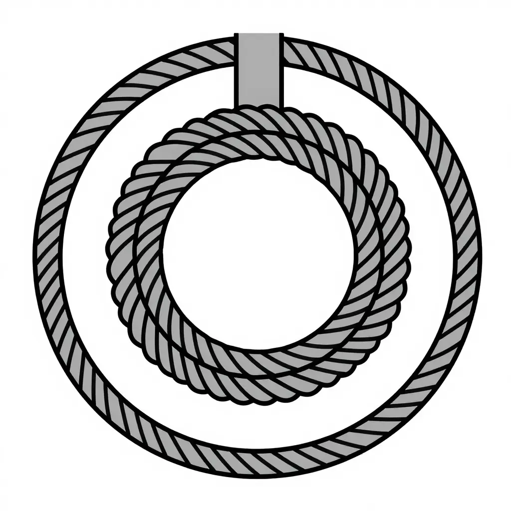 2D schematic cross-section of a tower crane wire rope showing the central core, inner strands, and outer strands, illustrating where wear concentrates